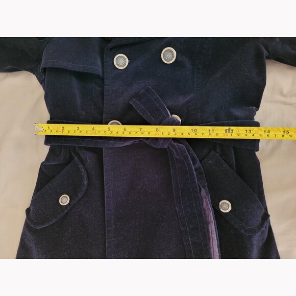Navy Velvet Trench Coat / Jacket - Picture 5 of 9